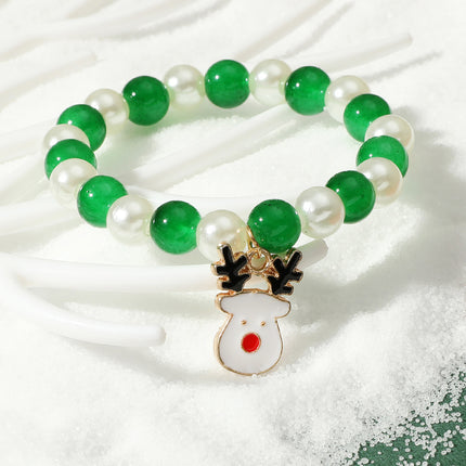Christmas Handmade Beaded Bracelet Cartoon Oil Drip Green Bracelet