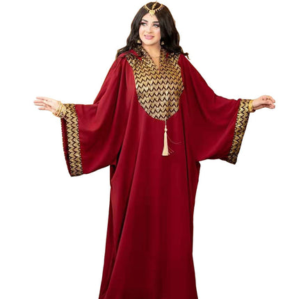 Wholesale African Women's Pullover Knit Red Mid-Rise Hooded Robe