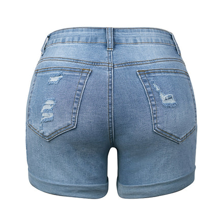 Wholesale Women's Ripped High Stretch Denim Shorts