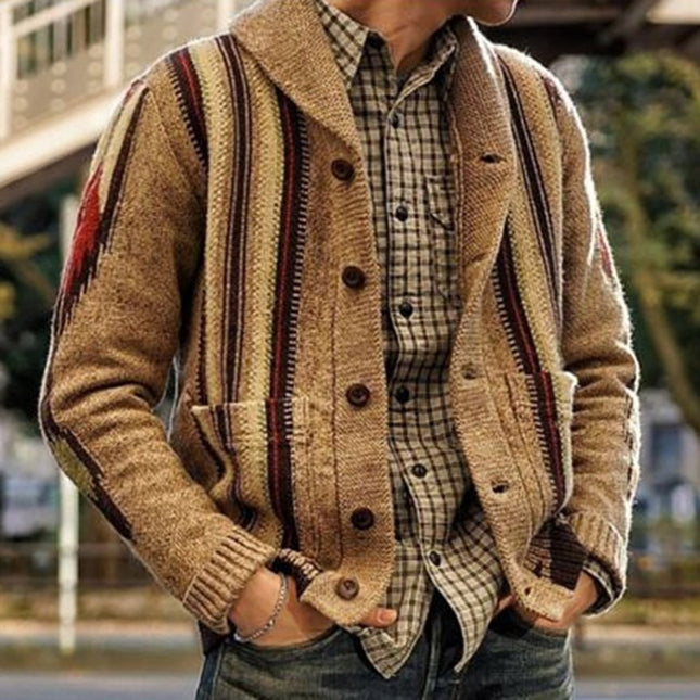 Wholesale Men's Fall Winter Long Sleeve Sweater Lapel Collar Jacket