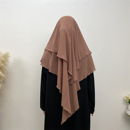 Middle East Dubai Turkey Solid Color Double Layer Chiffon Scarf