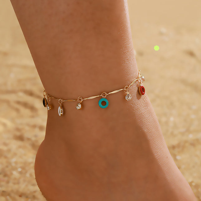 Glass Crystal Double Necklace Gold Beaded Alloy Necklace Anklet Women