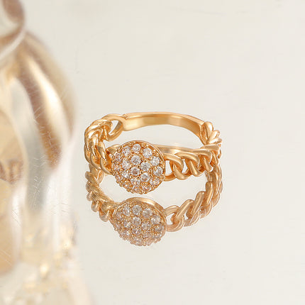 Anillo redondo de diamantes de imitación anillo de dedo índice trenzado a la moda