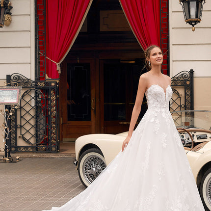 Langes, leichtes Luxus-Brautkleid aus Spitze für Damen