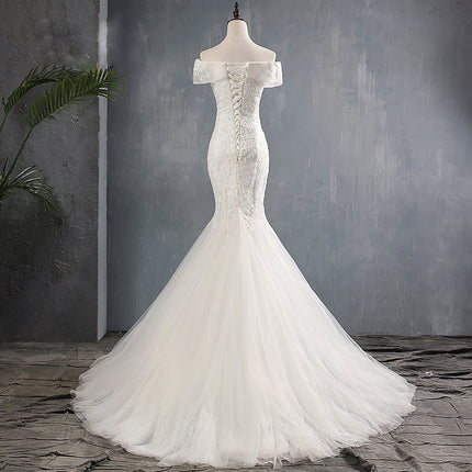 Wholesale Bridal Off Shoulder Trailing Mermaid Skirt Light Wedding Dress