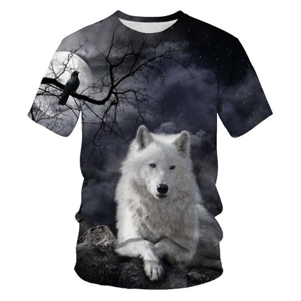 Wholesale Men's Summer Fox Wolf 3D Digital Printing Short Sleeves T-Shirt