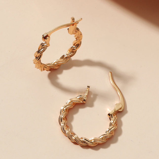 Fashion Simple Metal Braided Twist Earrings Round Earrings