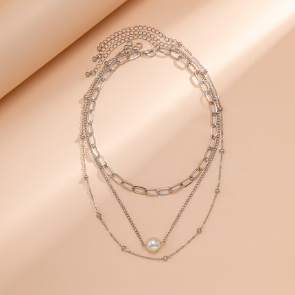 Clavicle Necklace Multi-layer Chain Imitation Pearl Necklace