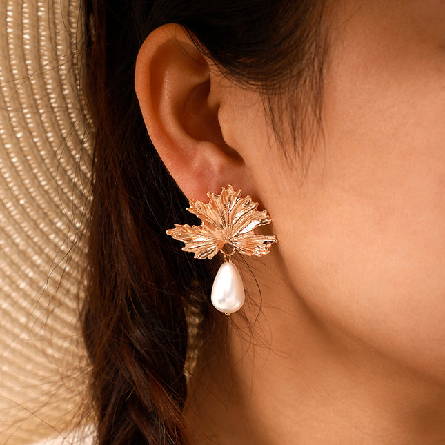 Blatt-Perlen-Anhänger unregelmäßige geometrische Blatt-Ohrringe