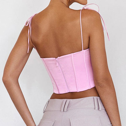 Wholesale Women's Summer Sexy Satin Lace-up Halter Top Vest