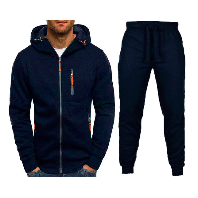 Wholesale Men's Sports Casual Cardigan Hooded Hoodies Joggers Two Piece Set