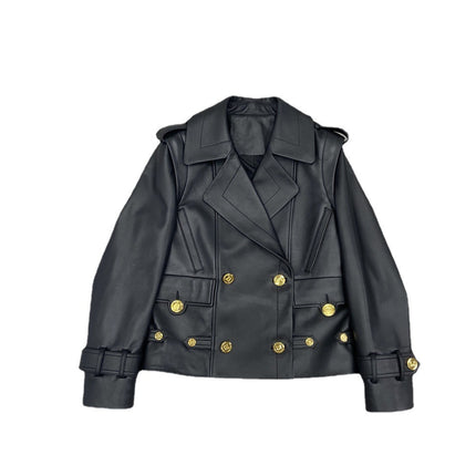 Wholesale Women's Blazer Lapel Casual Leather Sheepskin Leather Jacket