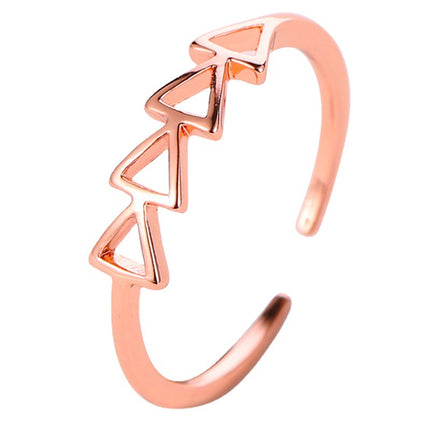 Four Triangle Ring Geometric Hollow Ladies Open Single Ring