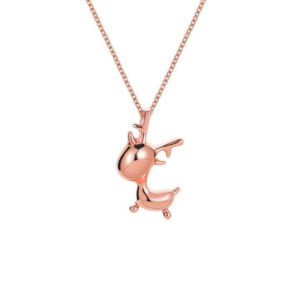 Simple Rose Gold Clavicle Chain Antlers Christmas Jewelry Gift