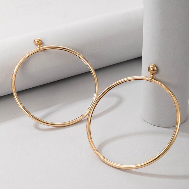 Wholesale Fashion Ladies Gold Big Circle Alloy Earrings