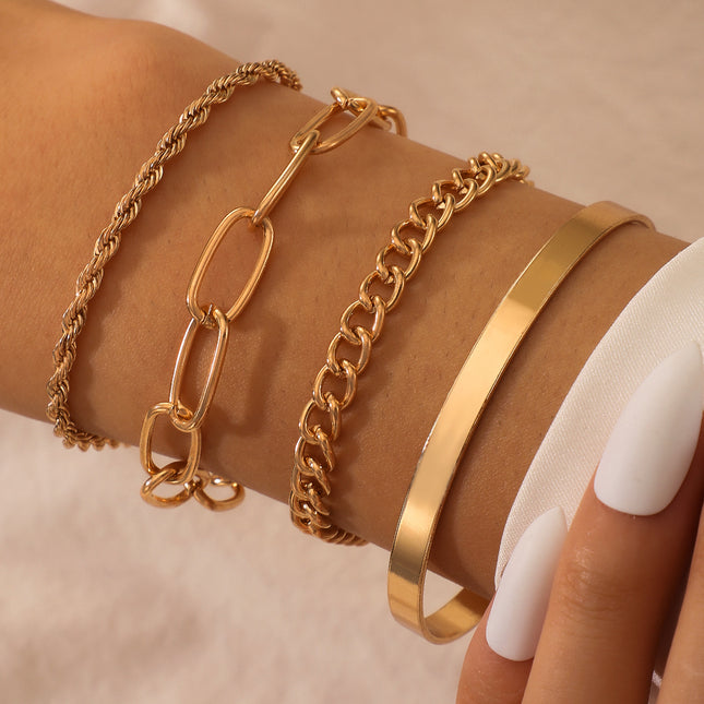 Mode-Armband mit dicker Goldkette, vier Stücke