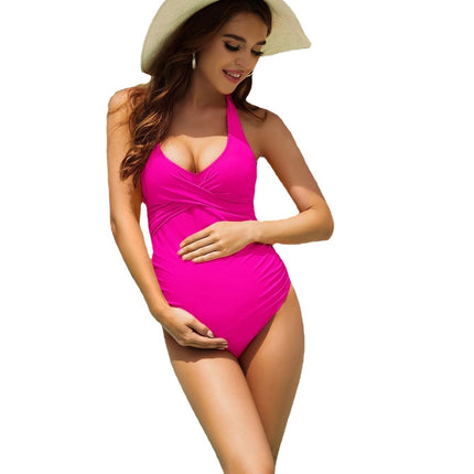 Wholesale Maternity One Piece Swimsuit Rose Red Sexy Beach Swimsuit
