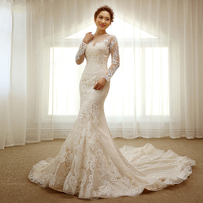 Wholesale Bridal Slim Waist Trailing Lace Mermaid Soft Wedding Dress