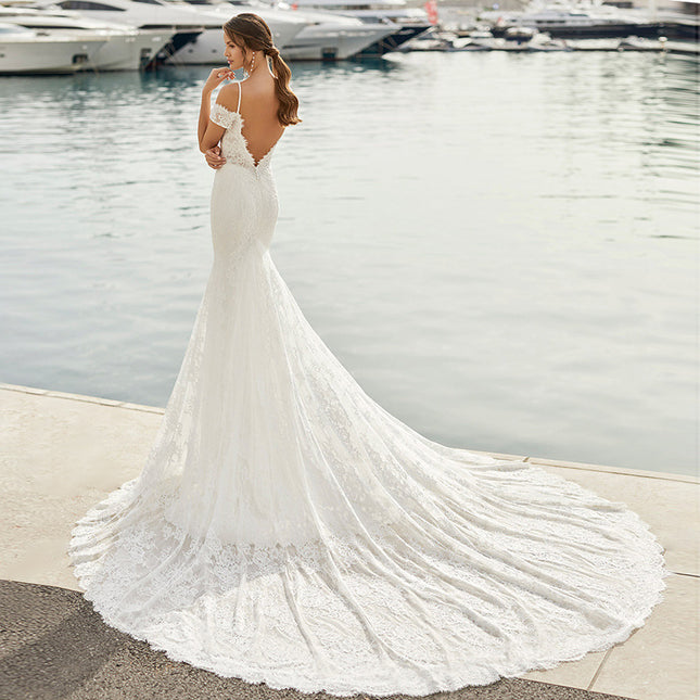 Wholesale Bridal Lace Off Shoulder Waist Mermaid Dress