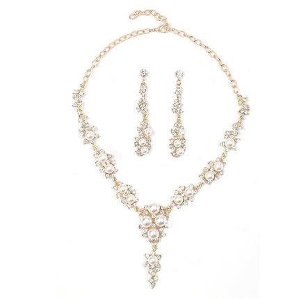Conjunto de collar de perlas, accesorios de joyería nupcial para mujer, cadena de clavícula, aleación