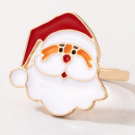 Christmas Drip Moose Santa Claus Alloy Ring