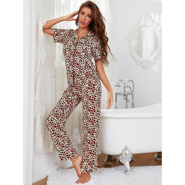 Ladies Homewear Floral Short Sleeve Trousers Pajama Set