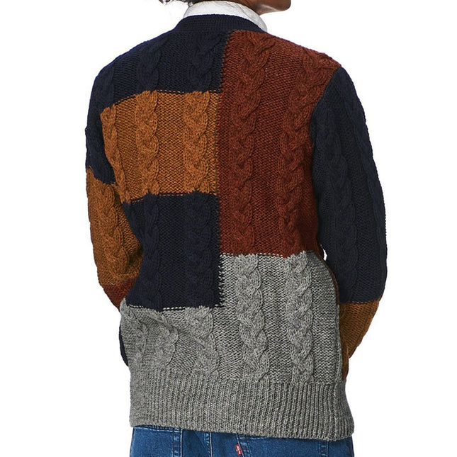 Wholesale Men's Fall Winter V Neck Long Sleeve Cardigan Sweater Jacket