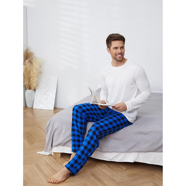 Conjunto de pijama para hombre al por mayor, ropa de hogar a cuadros de manga larga