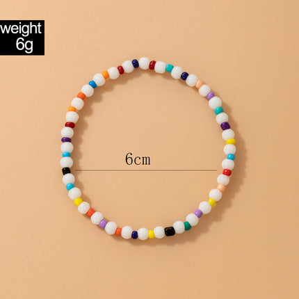 Wholesale Fashion Boho Colorful Rice Bead Single Layer Resin Bracelet