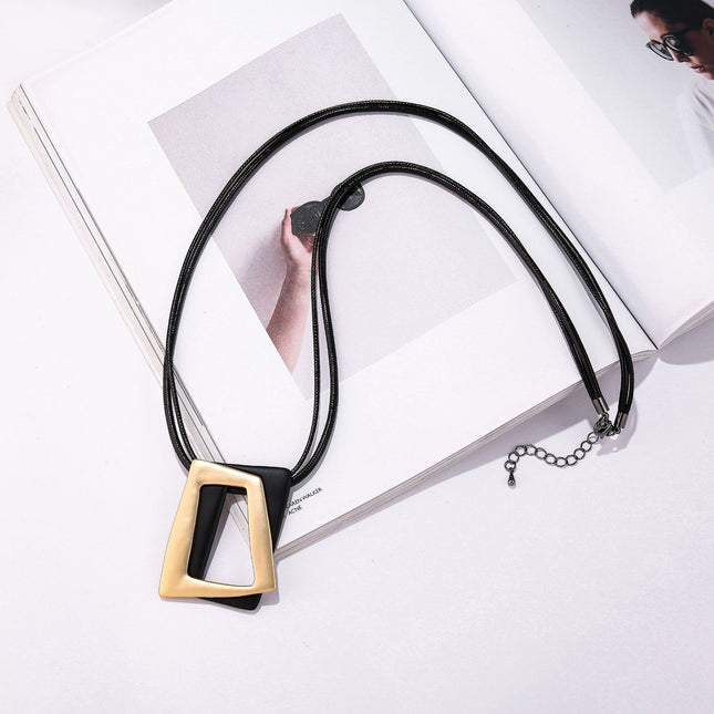 Wholesale Women's Fashion Multilayer Geometric Metal Long Necklace