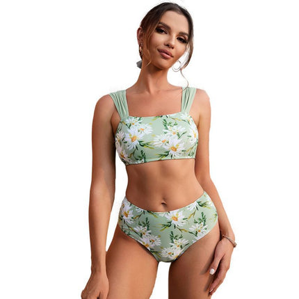 Wholesale Women's Strapless Daisy High Waisted Swimsuit