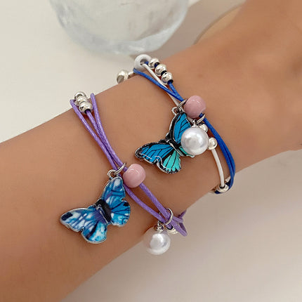 Blaues Schmetterlings-Großhandelsarmband Art und Weise umsponnenes Schmetterlings-Armband