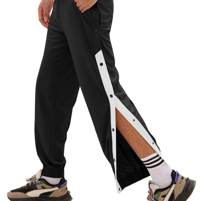 Pantalones deportivos casuales de color sólido con botones abiertos para hombres