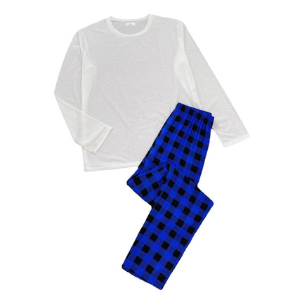 Wholesale Men's Pajama Set Long Sleeve Plaid Homewear