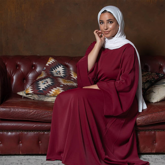 Venta al por mayor Oriente Medio Dubai Color sólido Tallas grandes Corbata Vestido musulmán