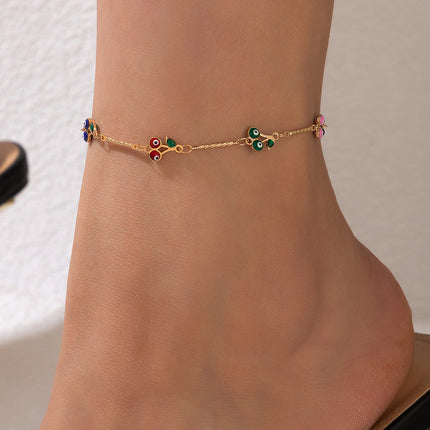 Colorful Eye Butterfly Drop Oil Single Layer Fashion Anklet