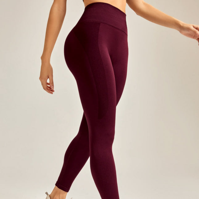 Pantalones de yoga recortados sin costuras de cintura alta para mujer