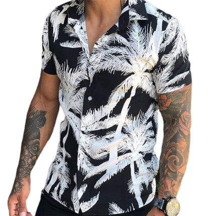 Wholesale Men's Coco Casual Loose Hawaiian Scenery Print Shirt