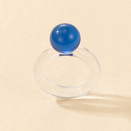 Candy Color Transparent Beanie Resin Cartoon Bear Ring