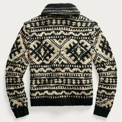 Wholesale Men's Fall Winter Jacquard Lapel Long Sleeve Sweater Jacket