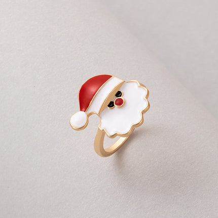 Christmas Drip Moose Santa Claus Alloy Ring