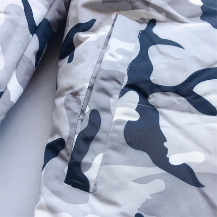 Wendbare verdickte Daunenjacke mit Camouflage-Kapuze für Herren