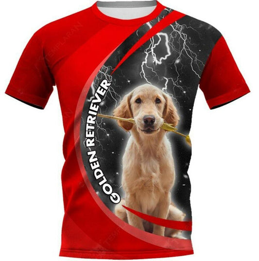 Wholesale Men's Dog 3D Digital Printing Round Neck Short Sleeves T-Shirt