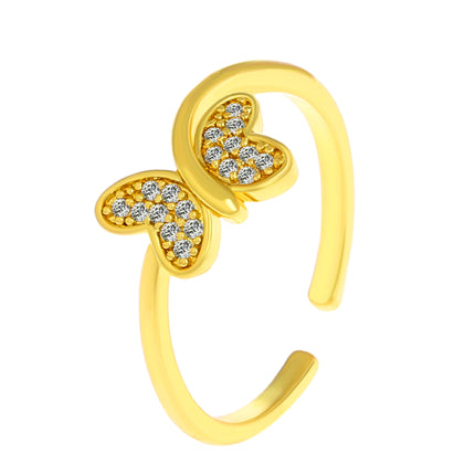 Rhinestone Butterfly Geometric Open Index Finger Couple Ring