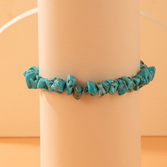 Faux Turquoise Irregular Beaded Single Layer Anklet