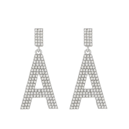 Rhinestone Alphabet Earrings Fashion English Alphabet Earrings