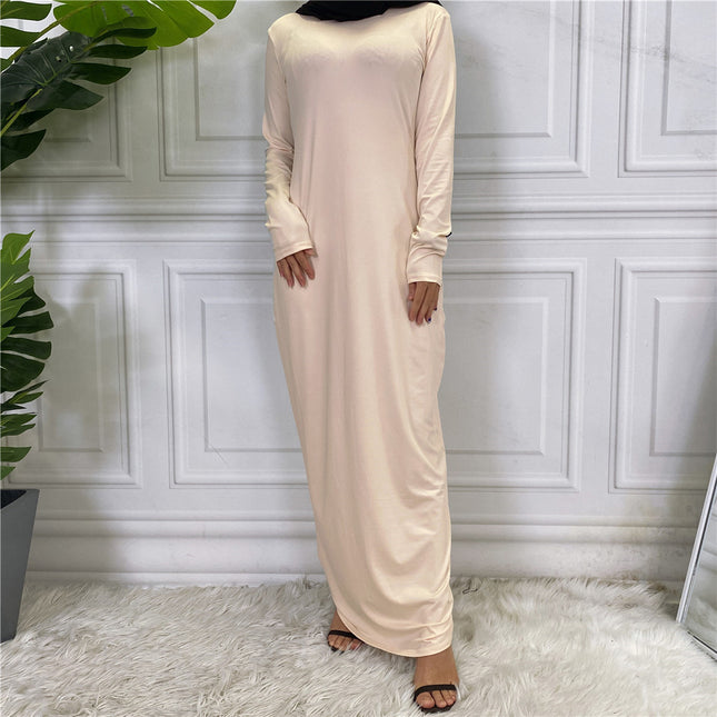 Wholesale Arabian Women's Solid Color Long Sleeve Dress