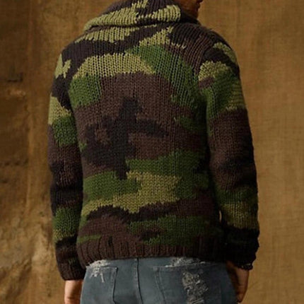 Wholesale Men's Autumn Winter Camouflage Lapel  Cardigan Sweater Jacket