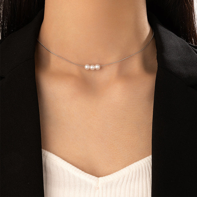 Pearl Alloy Chain Clavicle Chain Necklace