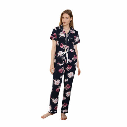Conjunto de pijama con pantalones de manga corta y cárdigan para mujer